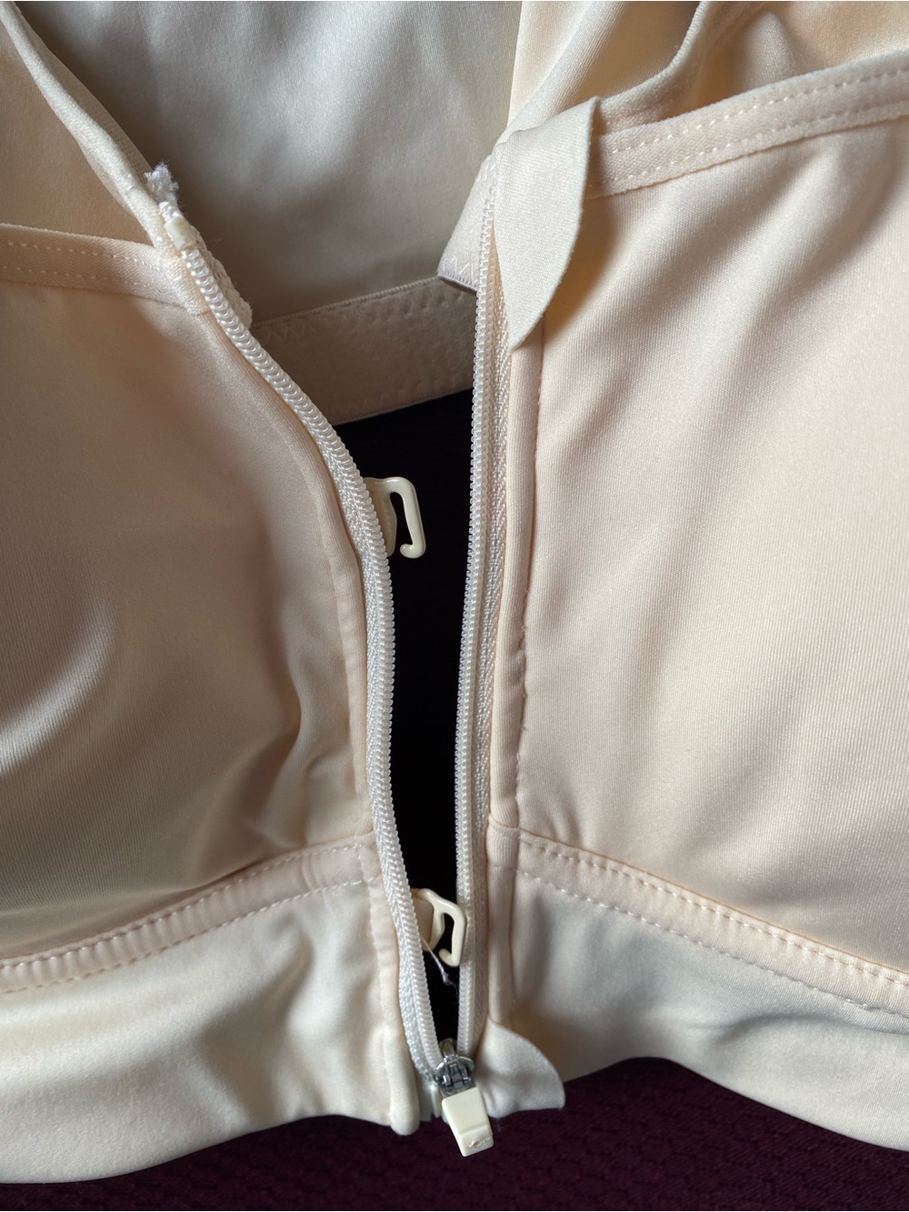 Women's 6x RosyLift  Front-Zip Full Coverage Beige Sports Bra Wire Free Lift - Picture 4 of 9